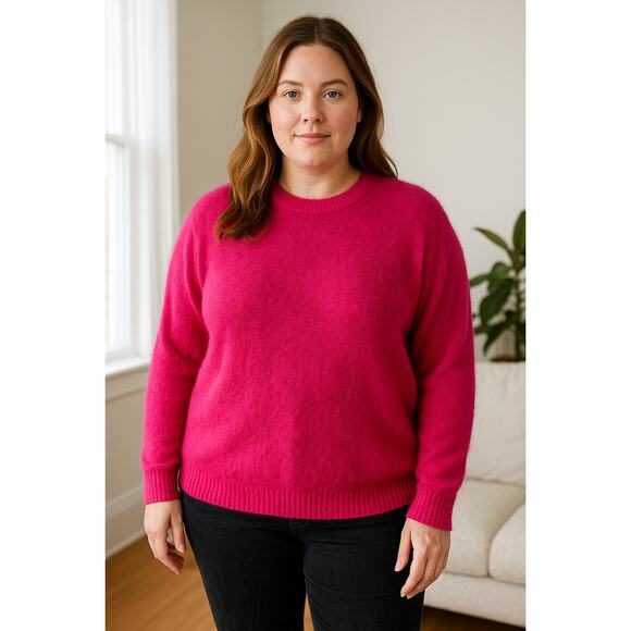 NWT Sag Harbor Fuzzy Knit Sweater XL Hot Pink Magenta Soft Cozy Cottagecore - Picture 2 of 12